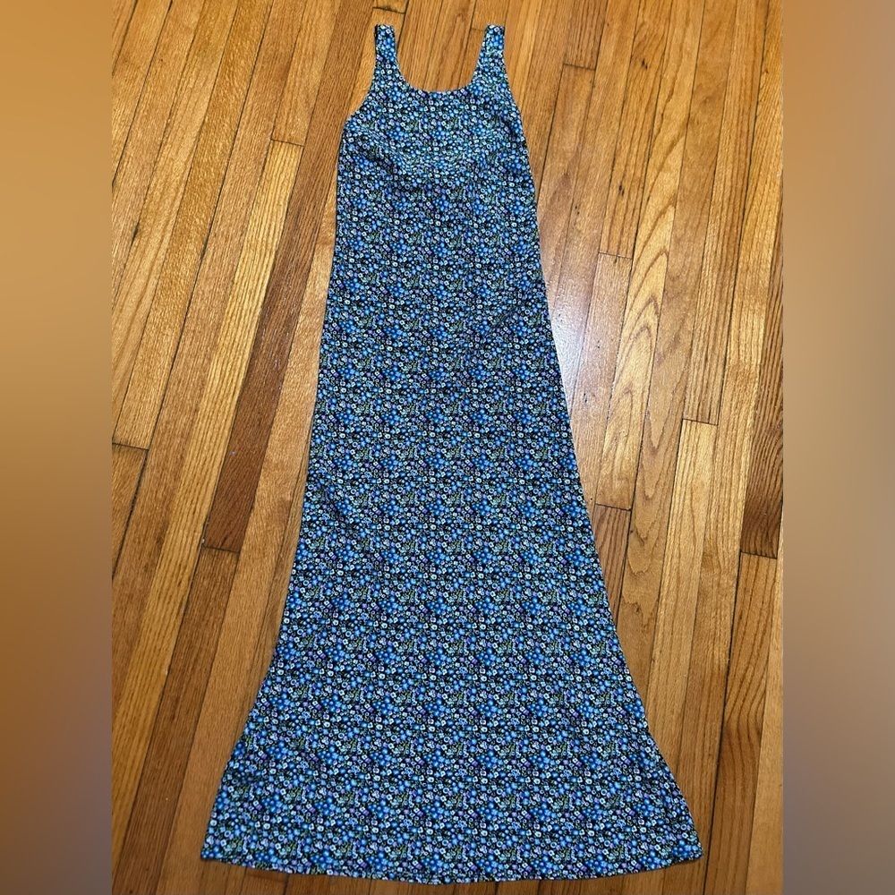 Vtg Rampage Maxi‎ 90s Y2K Fairy Dress Sz 8/9 Floral Criss Cross Back USA